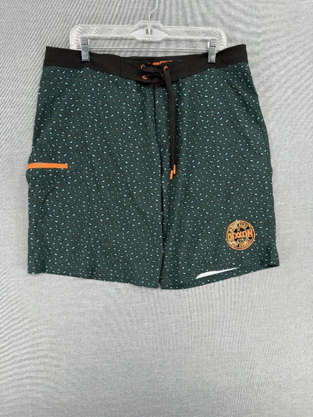 Dixxon Flannel Cheetah Board Shorts Mens 38 9" Teal Swim Trunks Drawstring RARE